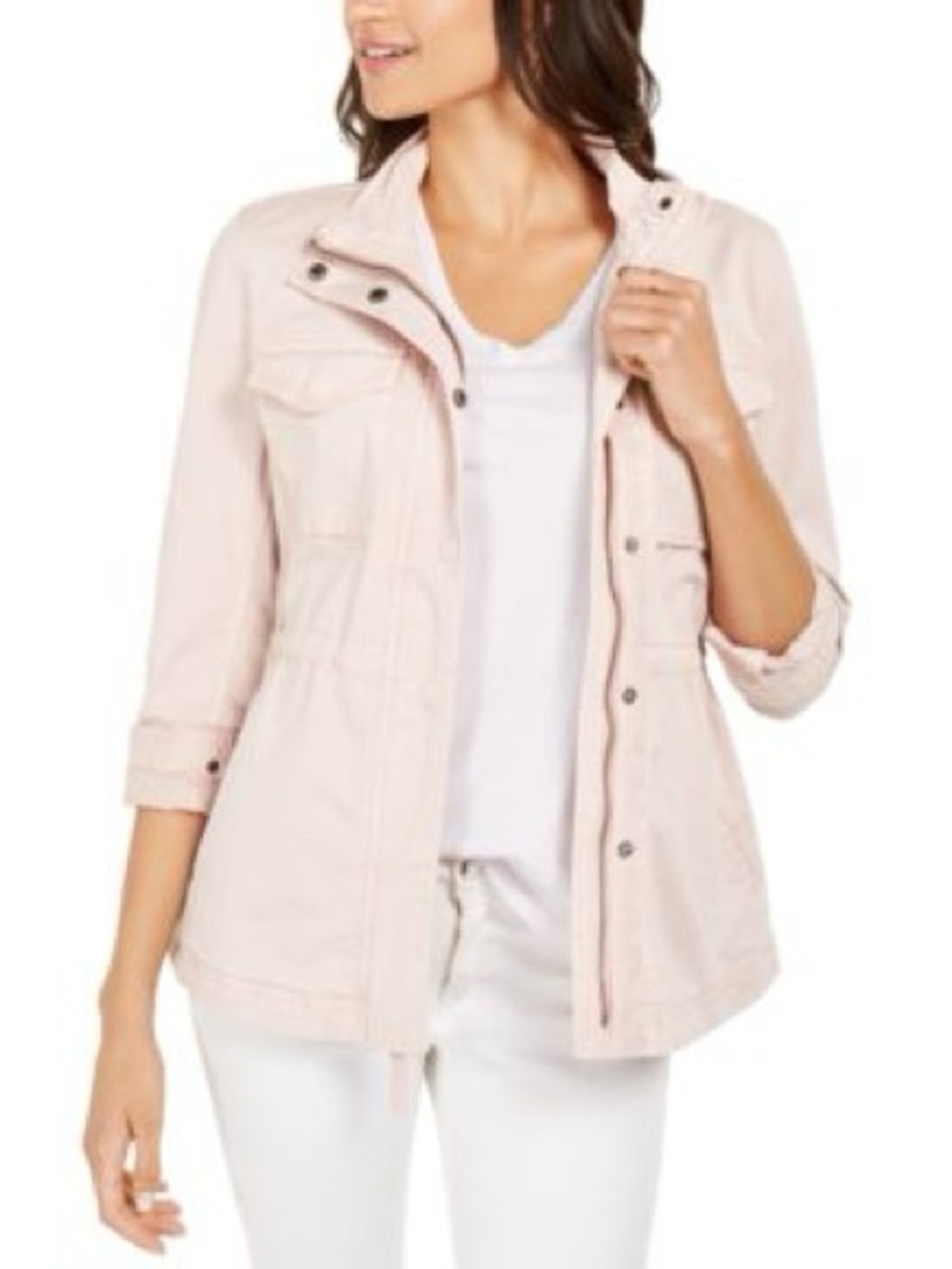 Style & Co. Light Pink Utility Jacket with Drawstring Waist